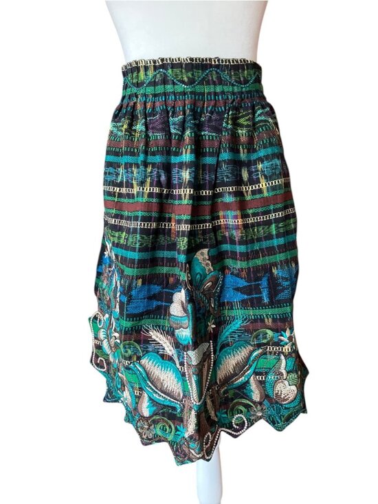 Vintage Dresses & Skirts - Vintage Guatemalan Hand Woven Half Apron Delantal Intricate Butterfly Floral Emb